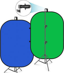 NEEWER 150 x 200cm Chromakey Foldable Backdrop with Stand 2-in-1 Reversible Black White Background for Photo Studio and Video Shooting Live Streaming