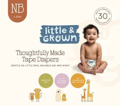 Little & Grown Taped Diaper - Newborn (NB)