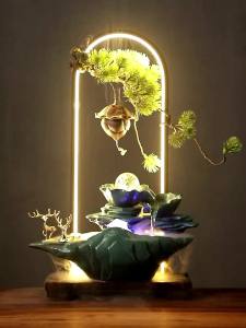 Water Fountain Indoor Feng Shui Decorative Accessories Water Fountain Indoor New Chinese Style Home Living Room Feng Shui Fountain Landscape Water Feature Decorative Items Display Desktop Decoration Accessories