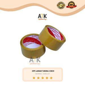 Lakban 2 Inch (48 mm) Bening / Coklat TARUNA Kualitas Daimaru atk