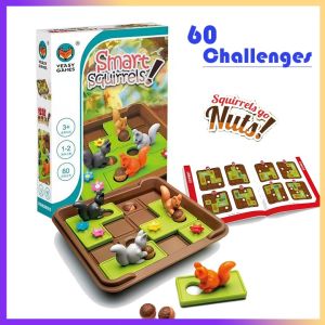 Smart Squirrels 60 Challenges | Squirrels Go Nuts Fun Sliding Puzzle Board Game | Ages 5+ | Birthday Gift Toys for Kids Boys Girls | Children Educational IQ Training