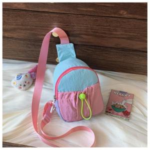 Kids Messenger Bag Canvas Sweet Color Block Splicing Cute Mini Crossbody For Kindergarten Girls