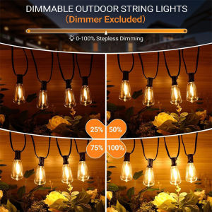 Outdoor Solar G40 String Lights with Shatterproof LED Bulbs for Cars and Patio Decoration Waterproof Design
