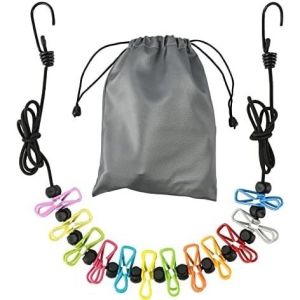 [SG Ready Stock]1.8m Portable Travel Clothesline with 12 Clips Non-Slip Elastic Laundry Drying Rope with Storage Pouch