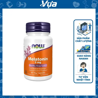 Viên Uống NOW - Melatonin 3mg (60 viên) - Hỗ Trợ Giấc Ngủ Đều Đặn Chất Lượng Cao Chính Hãng