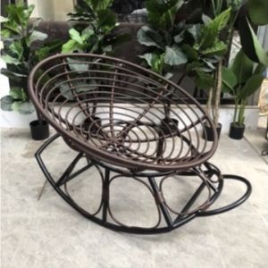 Ghế lười Papasan HEALHOMES bập bênh thư giãn giả mây lõi thép không gỉ trang trí ban công hoặc phòng khách