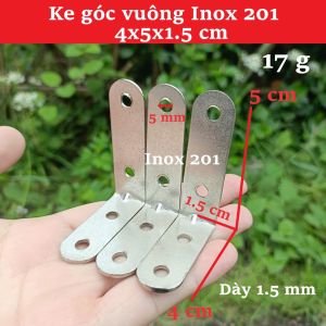Ke Inox 201 Chống Gỉ Sét 4x5x1.5 cm (Dày 0.15cm) - Phụ kiện ke góc vuông sửa chữa đồ gỗ khung nhôm (17g)