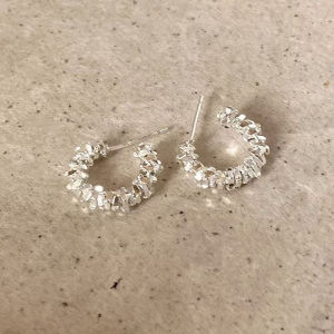 Corinna Broken Silver C-shaped Earrings Women Versatile Niche Earrings Simple Cool Style Earrings