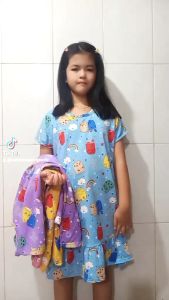 Dress anak perempuan babyterry untuk usia 3-12tahun/daster cewek/daster gambar boba/daster kekinian