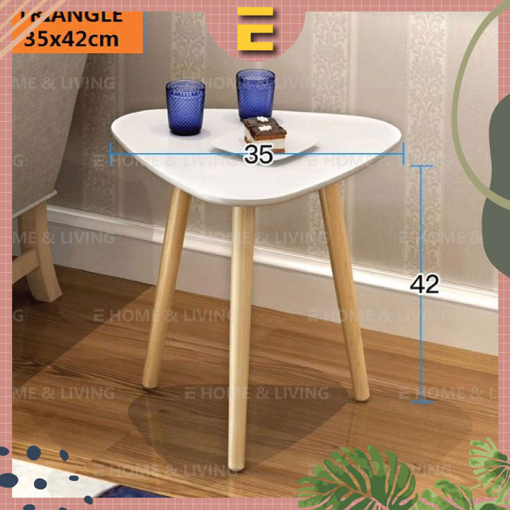 EC] Triangle Shape Coffee Table Side Table with Legs (Big White