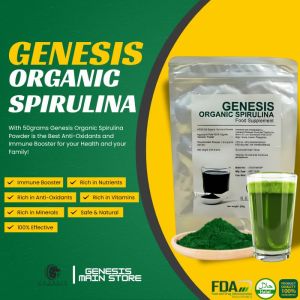 50grams Genesis Organic Spirulina Powder - Immune Booster Superfood Rich in Antioxidants Vitamins & Minerals Safe Health