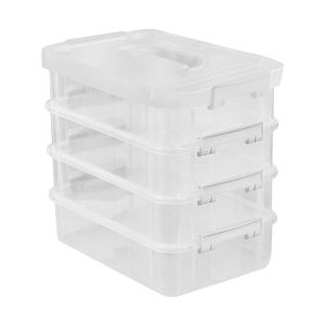 NUBE Portable Pencil Case Multi Layer Transparent Organizer Box Table Organizer Stackable Container School