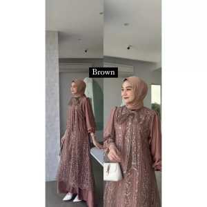 SHERINA TILLE DRESS BUSUI FRIENDLY / Gamis Wanita Terbaru 2023 Modern Lebaran / Dress Muslim Pesta Kekinian