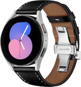 Leather Band for Samsung Galaxy Watch 6 Classic 43mm 47mm watch 6/5/4 band 40mm 44mm/4 Classic 42mm 46mm/3 41mm/Active Active 2 40mm 44mm Women Men 20mm Leather Strap