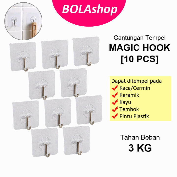 Jual HL Gantungan HOOK Tempel Transparan 6 Kait Hanger Gantungan Tempel  Hook 6 Kait Tanpa Paku Bor