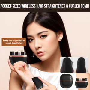 Pocket-Sized Wireless Hair Straightener & Curler Comb Wireless Hair Straightener Comb Type-C Hair Iron Anti Scald Ionic Hair Brush Hair Comb