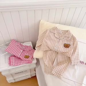 Autumn New Kids Clothes Cotton Girls Pajamsa Long Sleeve Boys Bear Sleepsuit Korean Casual Children Pajamas for Kids Sleepwear2026