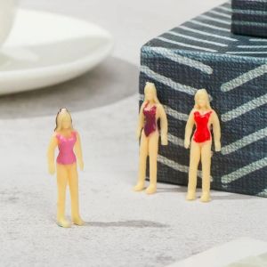 LUZMAR 10Pcs Miniature Different Poses Plastic 1:100/1:150/1/200/1:75/1:50 Scale Swimming People Colorful Trains Beach Scenery
