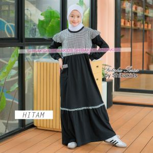 Gamis  Anak Perempuan Baju  Muslim Hitam  Katun Jepang  dan  Combed  Sibakids falisha  Series FAL01