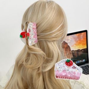 LIHUA Hairpin Strawberry Cake Hair Grab Dessert Headwear Cartoon  Hair Claw Fashion Geometry Acetic Acid Shark Clip Girls