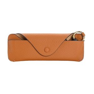 BELLEMODE เรโทร กล่องใส่แว่นตาหนังแท้ แบบพกพาได้ งานทำมือ กล่องใส่แว่นตากันแดด ตัวป้องกันแว่นตา พร้อมสายคล้อง กล่องเก็บแว่นตา ชาย/หญิง