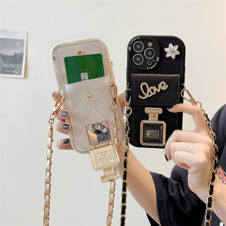 Luxury Card Slot Bag Holder Perfume Bottle Phone Case for IPhone
