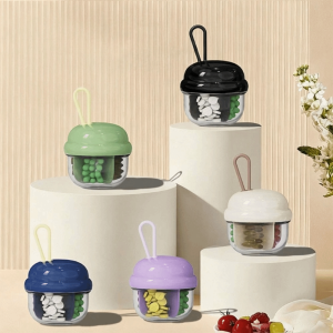 ZENGD Transparent 4 Grids Pill Cases Plastic Visible Mini Pill Storage Box Lightweight Moisture-proof Vitamin Storage Box for Home