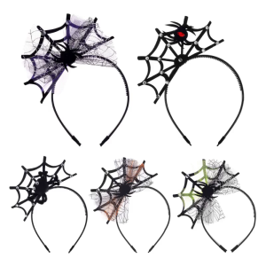 Adult Children Special Spider Web Shaped Headband Black Color Hair Hoop Live Broadcast Christmas Party Headpiece