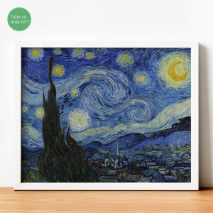 ✅Tranh số hóa Đêm đầy sao Van Gogh đã căng khung 40x50cm 27 màu Tiệm vẽ mùa hè