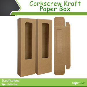 Printleaf 10pcs Corkscrew Kraft Paper Box 4x14x2cm