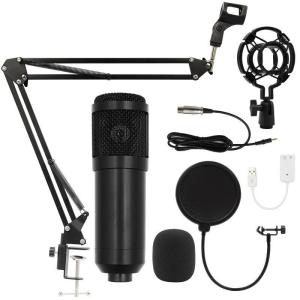 BM800 ไมค์อัดเสียง ไมค์ คอนเดนเซอร์ (Pro Condenser Microphone BM800) พร้อม ขาตั้งไมค์โครโฟน และอุปกรณ์เสริม (โช้คอัพโลหะ)