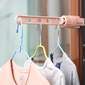 Adjustable Portable 5 Hole Balcony Window Clothes Hanger Rack Organiser/Space Saving Hanger Rack/Clothes Drying Rack