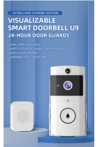 wireless video doorbell with solar rain cover long standby voice changing intercom monitoring
