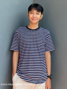 ELQIA -  Kaos Aldira Small Stripe Pasangan Couple Atasan Oversize Salur Hitam Putih