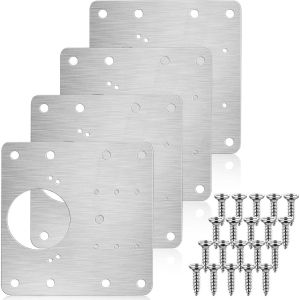 10PCS Stainless Steel Hinge Repair Plate Cabinet W/ Screws Drawer Repair Brackets