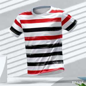 [Local Stock] VCC Fashion Stripe 3D Color Blocking Print Mens T shirt Summer Casual O-neck Loose Tops Outdoor Running Fitness Sports Short Sleeve