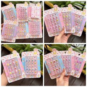 STARGOODS 24Pcs/set Stitch Children False Nails Cartoon Rabbit Princess Kids Cartoon Fake Nails Kids Fake Nails 3D Embossed Kids Fake Nail Extension Kids Toys