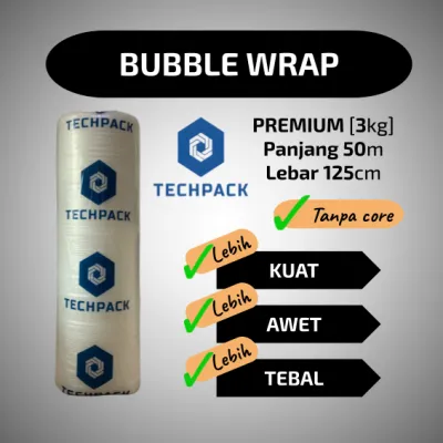 Plastik Bubble Wrap Roll Bening Putih 125 cm x 50 m Premium Tebal 125cm x 50m TECHPACK Bable Bubblewrap