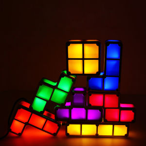Creative LED Night Light DIY Tetris Puzzle Light Stackable Constructible Block Desk Lamp 7 Colors Novelty Toy Children s Creative Gift