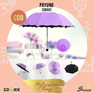 PAYUNG MANUAL DEWASA PAYUNG HUJAN WARNA PURPLE PAYUNG MAGIC 3D PAYUNG DENGAN MOTIF MUNCUL SAAT BASAH