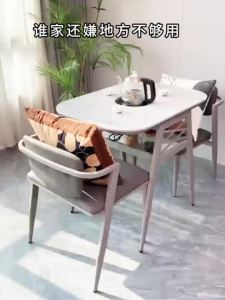 AUREO Balcony Tea Table And Chair Set Folding Small Household Leisure Home Rock Slab Tea Table 1 Table 2 Chairs
