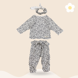 6-24BLN SETELAN BAYI NAMEERA WITH HEADBAND SCRUNCHIE SETELAN BAYI PEREMPUAN PREMIUM by MYBEE (SNI)