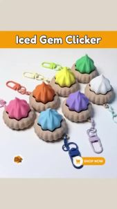 [SG Made] Iced Gem Biscuit Clicker Keychain 3D Printed Fidget Bag Charm Cute Snack Gift