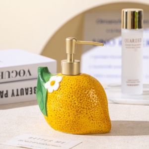STRONGI Refillable Ceramic Soap Dispenser Decorative Large capacity Bathroom Lotion Dispensers Durable Hygienic Lemon Mushroom Pump Bottle for Hand Soap
