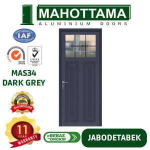 MAHOTTAMA - Pintu Kamar Mandi / Tidur Rumah Utama Aluminium 90 x 215cm Rumah 1 Set Kusen Kunci Handle Engsel Bisa Custom Ukuran Geser / Sliding Door - MAS34