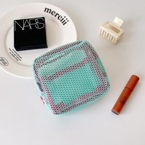 Mesh Zipper Bags Handle Lightweight Portable Makeup Pouch Durable Washable Wear-proof Mini Makeup Pouch Girls