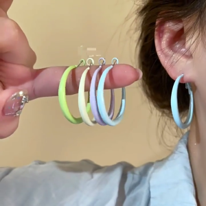 Portable Sturdy Alloy Round Earrings Accessory for Fashionable Women Ladies Versatile for Various Occasions