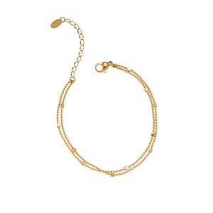 2 Layers Cube Beaded Chain Bracelet • 18K Gold Plated Waterproof Non-Fade • 316L Stainless Titanium Steel Fashion Bangle For Women Men BR445