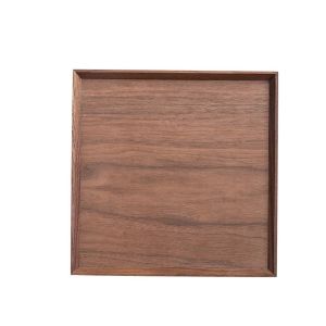 HUYAN Simple Square/Rectangle Household Solid Kitchen Supplies Natural Wooden Tray Tableware Fruit Plate Storage Tray