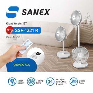 Kipas Angin Sanex SSF-1221 / SSF-1221R Stand & Desk Fan 12 Inch